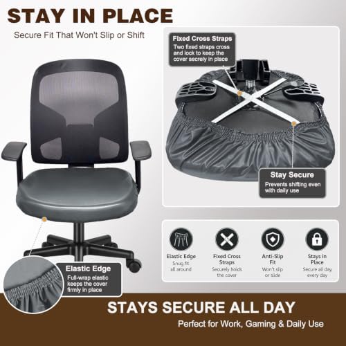 NeColorLife Large Waterproof PU Leather Office Chair Seat Cover