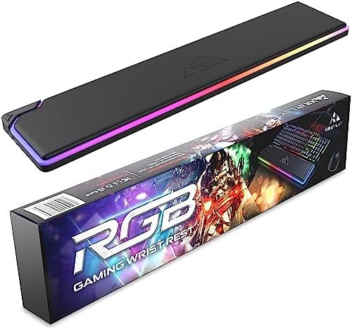 RGB Backlit Gaming Wrist Rest | RGB Wrist Support for Keyboard | Keyboard Wrist Rest with 14 Color Modes | 17x4x1 Inches Wrist Pad for Keyboard | Wrist Rest for Computer, Laptop, | Black