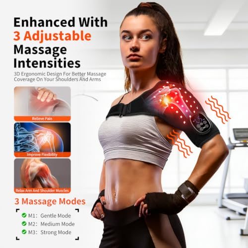 Seenew Cordless Red Light Therapy Shoulder Pad with Heat Massage, 72 LEDs
