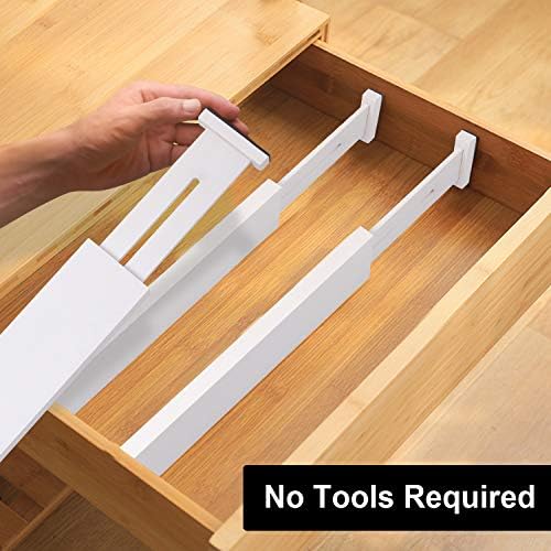 Bamboo Drawer Dividers, Adjustable Drawer Organizers, Fits 12.6–16" Drawers