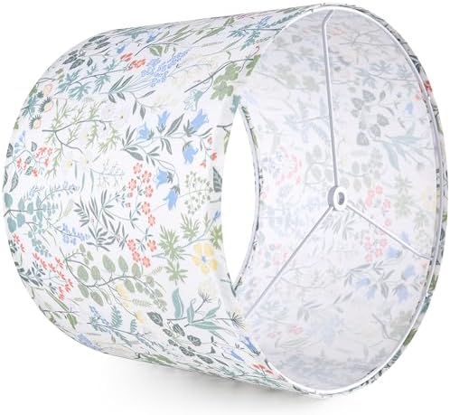 GO&SO Lamp Shades Set of 2,16" D x 10" H,Multicolored Floral,Large Drum