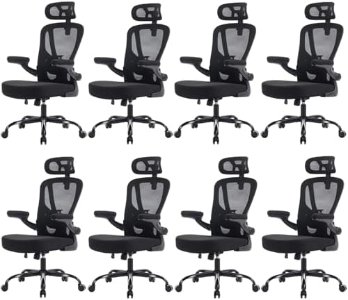 Ergonomic Office Chair, Desk Chair with Headrests, Black, 8 Pack