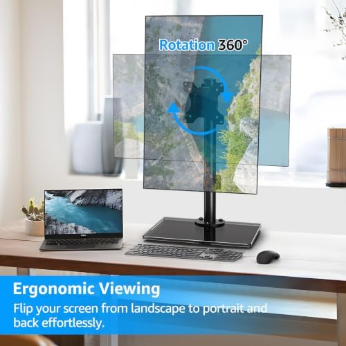 MOUNTUP Monitor Stand for Desk, Freestanding Monitor Mount Fits 13-32 inch Screen up to 19.8 lbs, Screen Stand with Swivel, Height, Rotation Adjustment, VESA Mount 100 x 100mm, 75 x 75mm