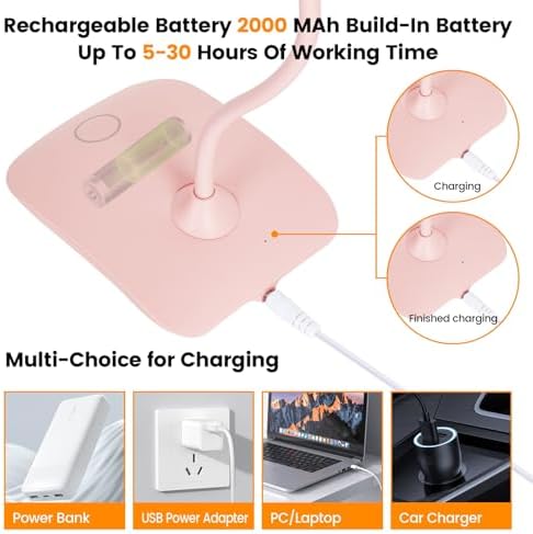 Portable Battery Powered Desk Lamp Small Rechargeable LED Table Light