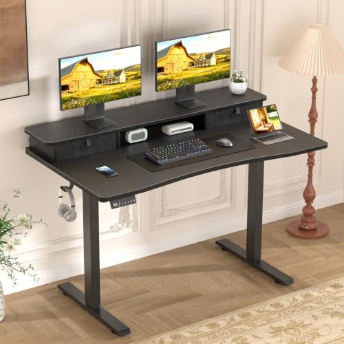 47.2 x 27.6 Electric Standing Desk with Drawers, Black