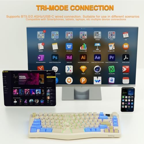 LEOBOG A75 Alice Ergonomic Wireless Mechanical Keyboard with Joystick Knob