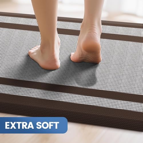 2PCS Kitchen Rugs Cushioned Anti-Fatigue Kitchen Mats Comfort Standing Mat