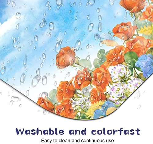 Small Mouse Pad 6 x 7 Inch, Sky and Flower, Oval Mini Mouse Pad with Non-Slip Rubber Base, Waterproof Compact Mouse Mat for Laptop Computer Wireless Mouse Keyboard Tray Home Office Travel