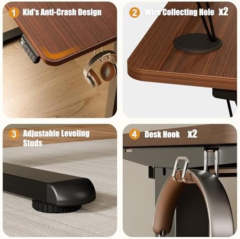 47"x24" Standing Desk, Height Adjustable Sit-Stand Home Office, Walnut