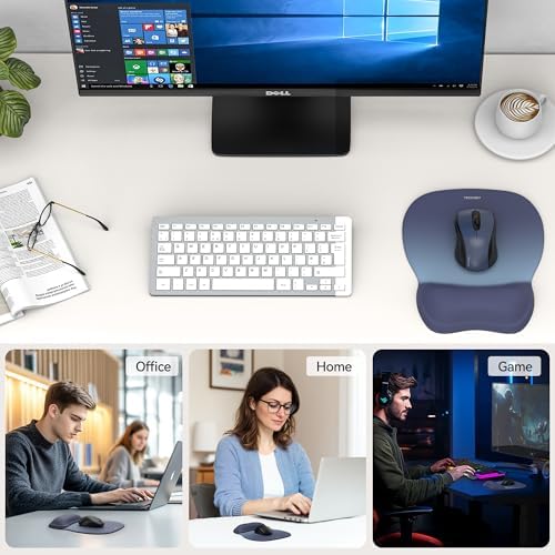 TECKNET 2 Pack Gel Ergonomic Mouse Pad with Wrist Rest, Non-Slip PU Base