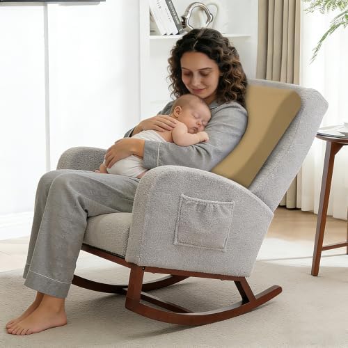 2-in-1 Neck Pillow Lumbar Support Pillow for Recliner Couch & Nursery Glider Chairs- High-Resilient Foam Cushion Ergonomic Back Support for Comfort in Rocking, Feeding, Nursing Brown L