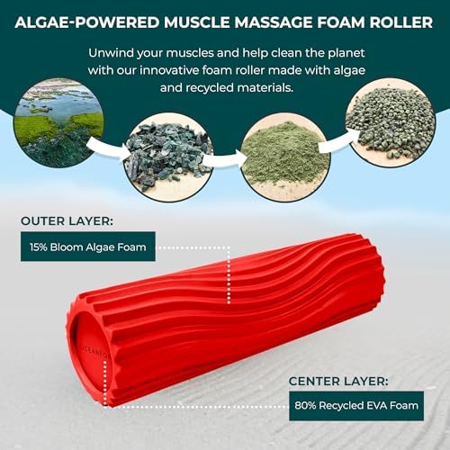 Oceanfoam Tidal Roller - Muscle Massage Foam Roller for Exercise (Red)