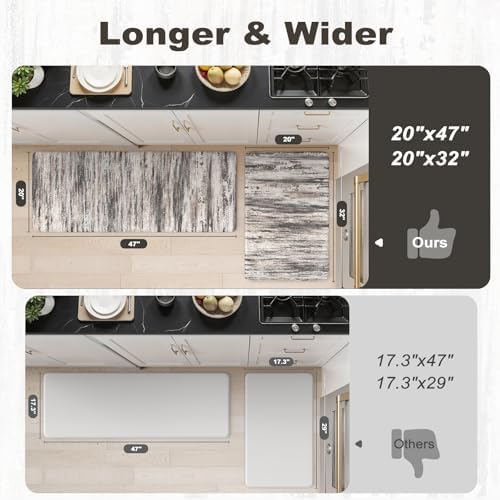 KIMODE Anti Fatigue Kitchen Mats for Floor,Farmhouse Abstract Kitchen Rugs
