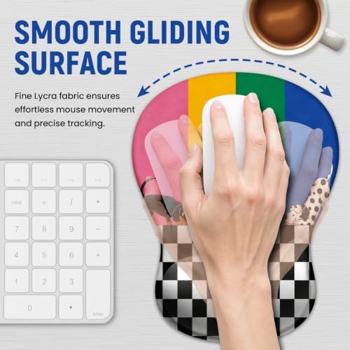 Ergonomic Mouse Pad with Wrist Rest, Gel Wrist Support, Checker Dog