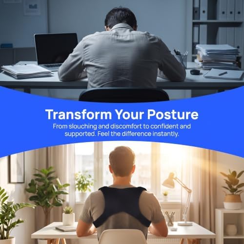 IMIKEYA Black Neoprene Posture Corrector Belt Retractable Dual Straps