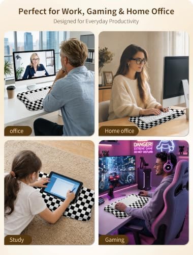 Ergonomic Keyboard Wrist Rest Pad with Wrist Support Black White Plaid