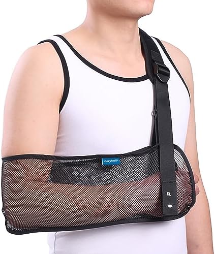 Mesh Arm Shoulder Sling Medical Shoulder Immobilizer for Shoulder Injury Torn Rotator Cuff, Breathable Arm Brace for Shower, Right Left Arm Stabilizes Elbow Arm Wrist Injury for Men Women (Black-M)