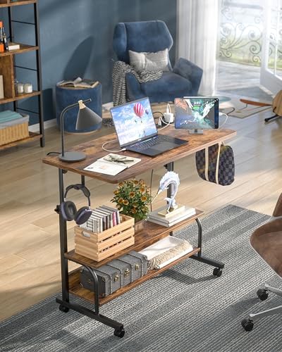 Armocity 32" Rolling Standing Desk with Charging Station for Couch Bed