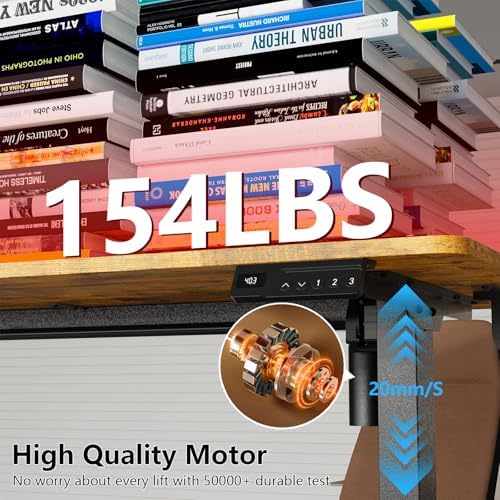 Electric Standing Desk, Adjustable Desk with 3 Memory Height, 47.2" Stand Up Desk with Two Desktops for Home Office, Study and Gaming