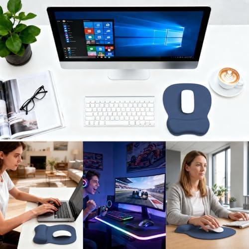 EooCoo Ergonomic Mouse Pad with Wrist Rest, Memory Foam Support Mousepad
