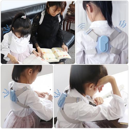 SECFOU Adjustable Posture Corrector Back Support Trainer with Vibration Reminder for Students Posture Correction in Blue