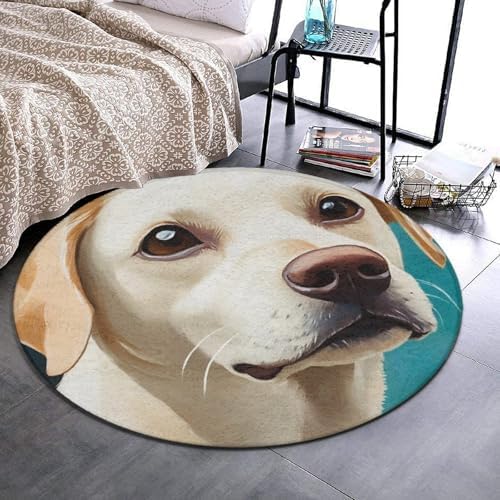 Women's Large Home Decor Mat, Soft Round Yoga Carpet, Non Slip Machine Washable Home Office Circle Rug Retriever Dog