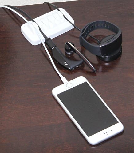 Heaviest Cable Organizer on the Market! Compact and Weighted Desktop Cord Holder for Desk and Nightstand, Eco-Friendly Silicone, No Bad Smell, Bundled with 4 Reusable Cable Ties! (White)