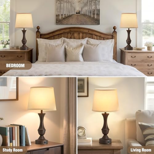 Luvkczc 22" Table Lamp Set of 2 - Vintage Brown Bedside Lamp