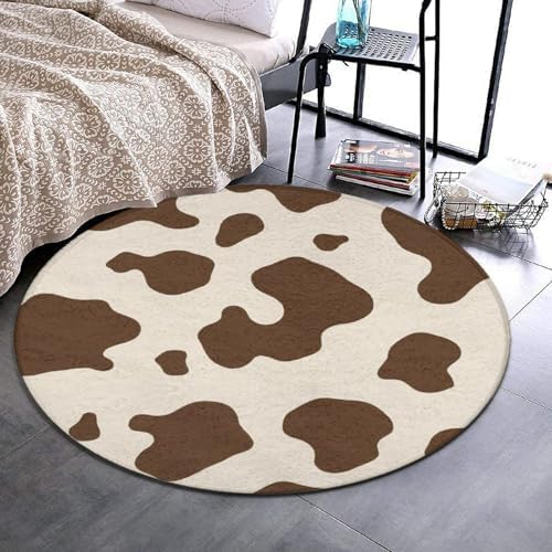 Highly Premium Quality Floor Mat, Office Chair Decor Mat, Room Sofa Yoga Soft Round Carpet Milk Cow Skin Print