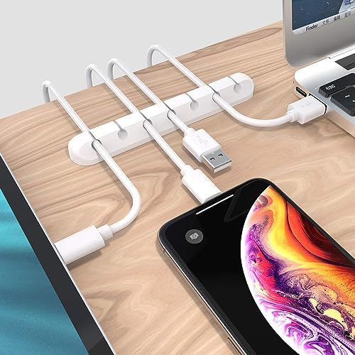 SOULWIT Cable Holder Clips, 3-Pack Cable Management Cord Organizer Clips Silicone Self Adhesive for Desktop USB Charging Cable Nightstand Power Cord Mouse Cable Wire PC Office Home