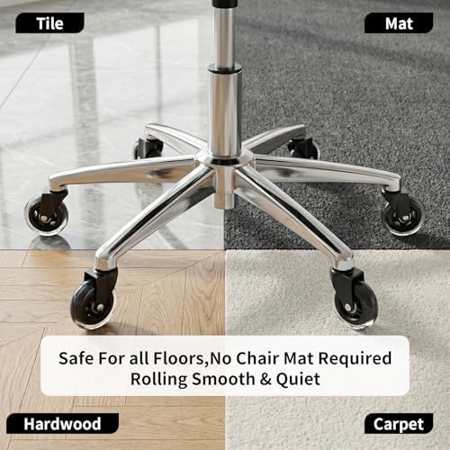 3" Office Chair Wheels (As Seen On PRC) Heavy Duty with Universal Grip Ring Stem(7/16" x7/8"),Replacement Rubber Chair Casters fits 98% Chairs for All Floors