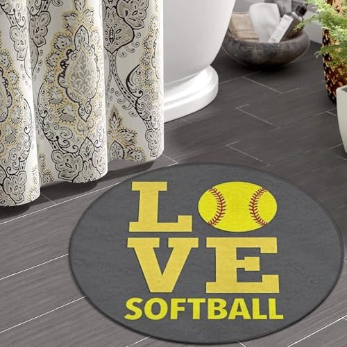 Circular Rugs Large Modern Round Area Rug Fashion Decor Mat for Home Office Love Sports Softball