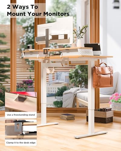 FiCiHi 40x24 Inch Electric Standing Desk, 4 Drawers, Adjustable Height Desk