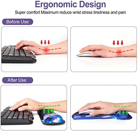 ToLuLu Keyboard Wrist Rest Pad Ergonomic Mouse Pad Set, Gel Mouse Pad for Computer Laptop, Non Slip Mousepad Keyboard Wrist Support Raised Memory Foam for Easy Typing Pain Relief, Art Butterflies