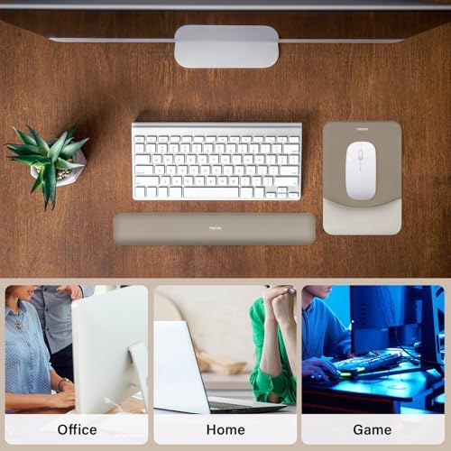 MOSISO Wrist Rest Support Mouse Pad & Keyboard Set, Bronze Brown