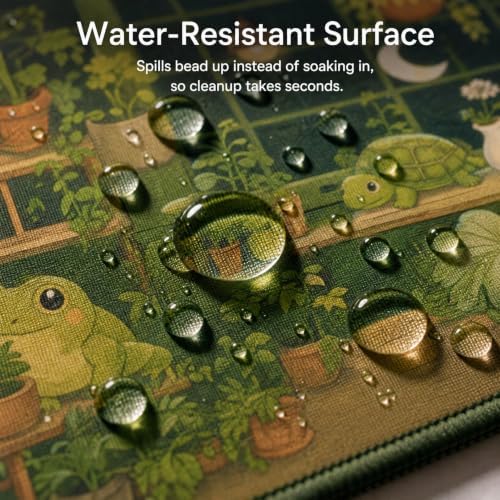 Cute Animal Mouse Pad 31.5x15.7 in, Kawaii Green Frog Desk Mat