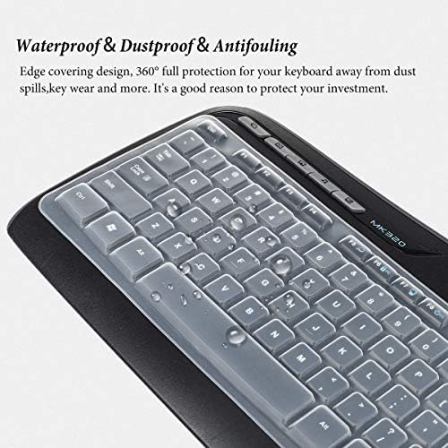 Keyboard Cover Compatible with Logitech MK320 MK330 K330 MK335 Wireless Desktop Keyboard, Logitech MK320-YR002/Y-R0009 Keyboard Protector Skin-Clear