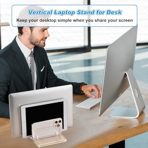 Chunful 3 Slot Adjustable Vertical Laptop Stand for Desk