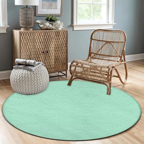 Home Decor Non Slip Kitchen Office Circle Rug, Machine Washable Modern Round Area Rug, Room Sofa Yoga Soft Round Carpet Light Blue, 24inch