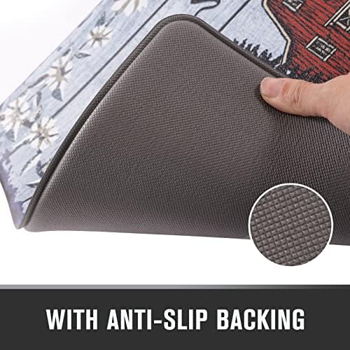 Carvapet Anti-Fatigue Kitchen Floor Mats 2 Piece Set - Cushioned PVC Ergonomic Kitchen Rugs and Mats, Waterproof Stain-Resistant Non-Skid Comfort Mat for Sink Laundry Office, 17"x27"+17"x47"