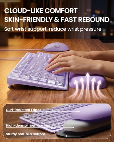 EWEADN Wired Keyboard and Mouse Combo with Detachable Wrist Rest - Purple