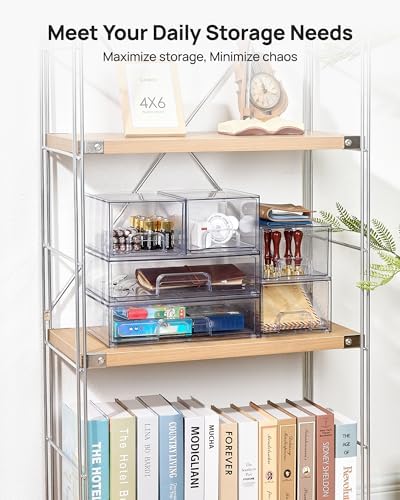 Vtopmart Stackable Storage Drawers Set of 6, Plastic Organizer Bins