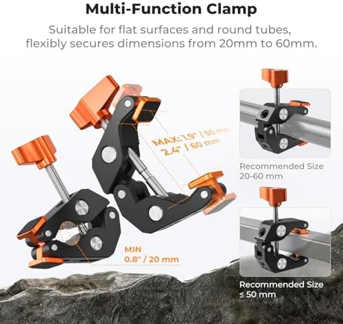 K&F CONCEPT Camera Mount Clamp, Super Crab Clamp Rotatable Clamping Block