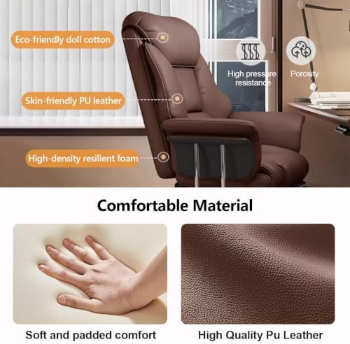 Big and Tall Office Chair 550 lbs Extra Wide Leather Executive Chair with Retractable Footrest, Heavy-Duty Ergonomic Chair, Adjustable Height Computer Gaming Chairs