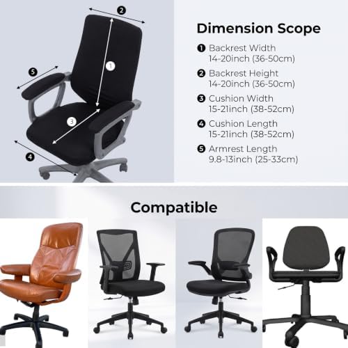 4 Pcs Office Chair Covers Set, Universal Stretchable Protective,Black