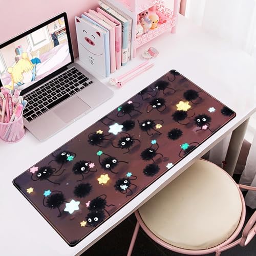 YKJWW Desk Pad Anime Black Pom Gaming Large Mouse Pad for Women Dask Mat
