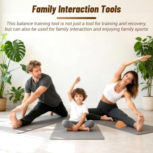 EVERYMATE Cork Balance Board Kit, Foot & Ankle Strengthener with Massage Roller/Ball,Balance Board Half & Half-Moon Ball, for Enhance Mobility & Prevent Falls Improve Foot Function for Home/Office/Gym