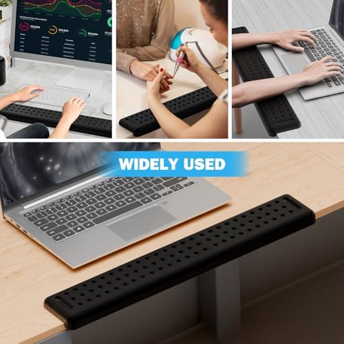 Leolee L-Shaped Desk Long Wrist Rest Elbow 60CM, Black Arm Rest for Desk