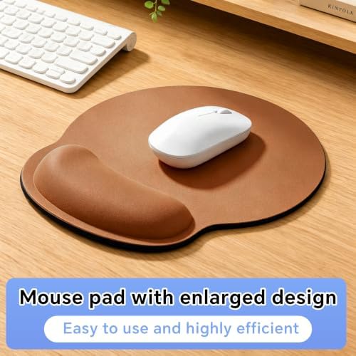 Ergonomic Mouse Pad with Wrist Rest, Lycra Surface, Brown