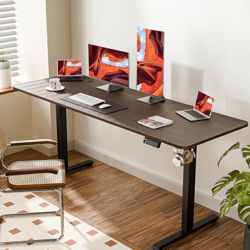 67"x24" Standing Desk, Height Adjustable Sit-Stand Home Office, Walnut